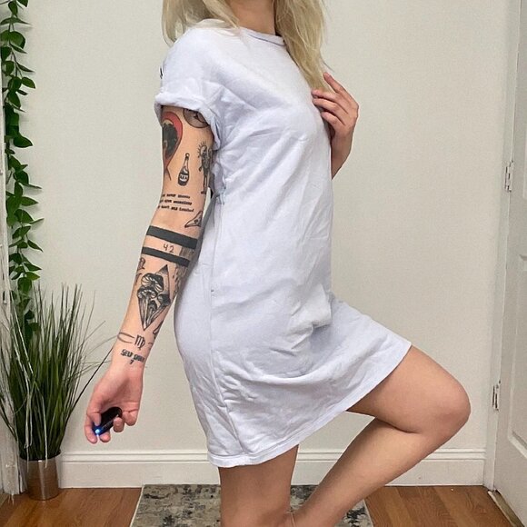 Fire + Ice Pullover Crew Neck Anica Shift Dress Short Sleeve Size S Blue - Picture 9 of 9